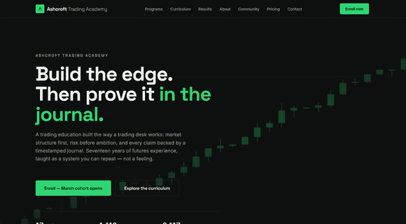 Trading and investing education website homepage