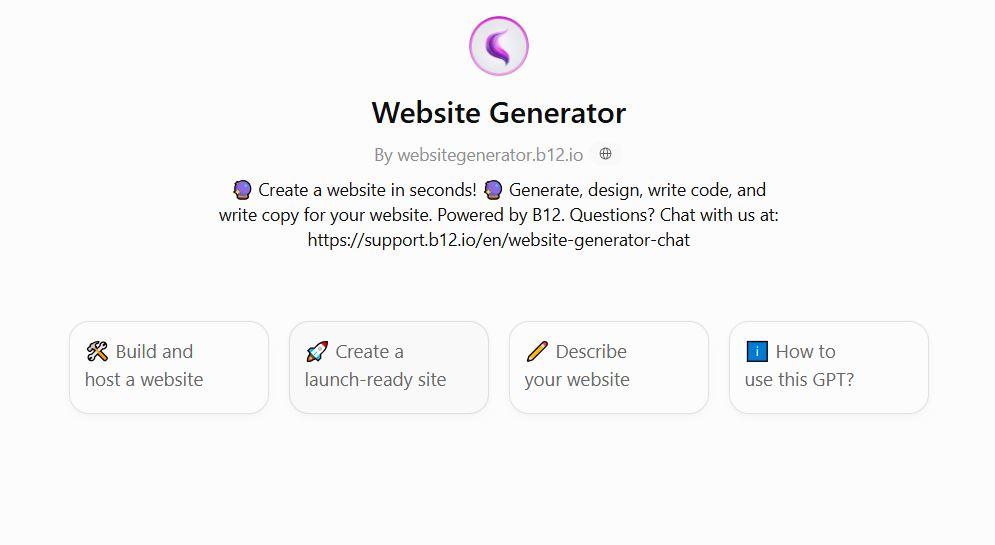 AI Websites GPT - Use ChatGPT and B12 to build websites in seconds