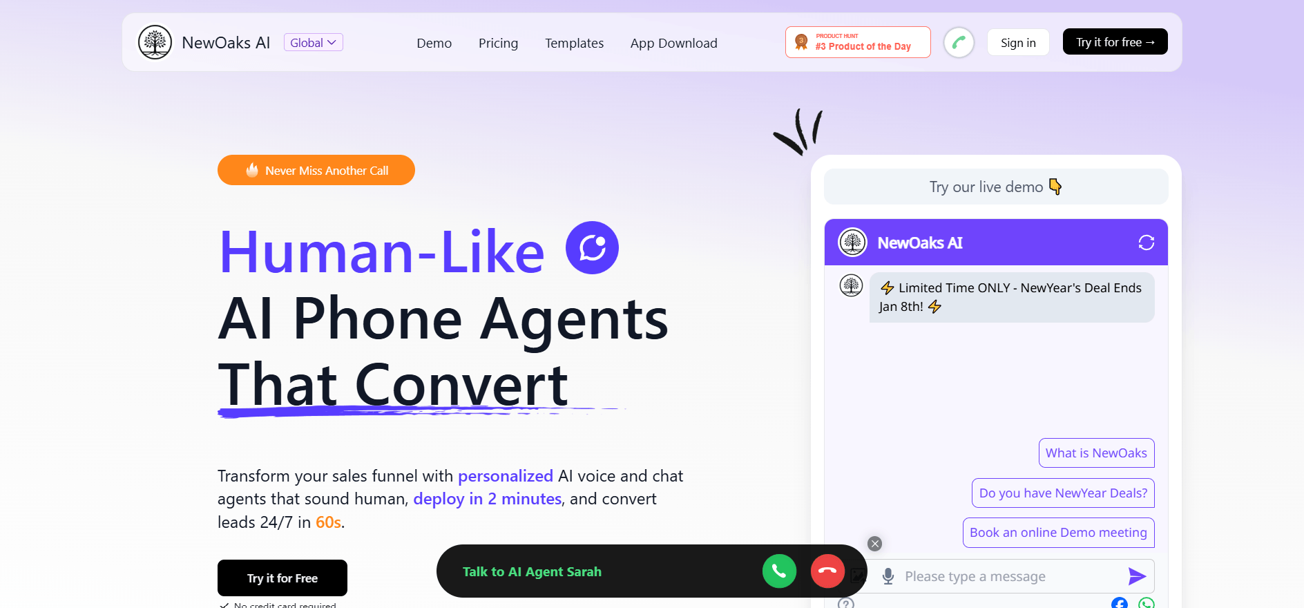 NewOaks AI - Never Miss a Lead and Convert Calls with Human-Like AI