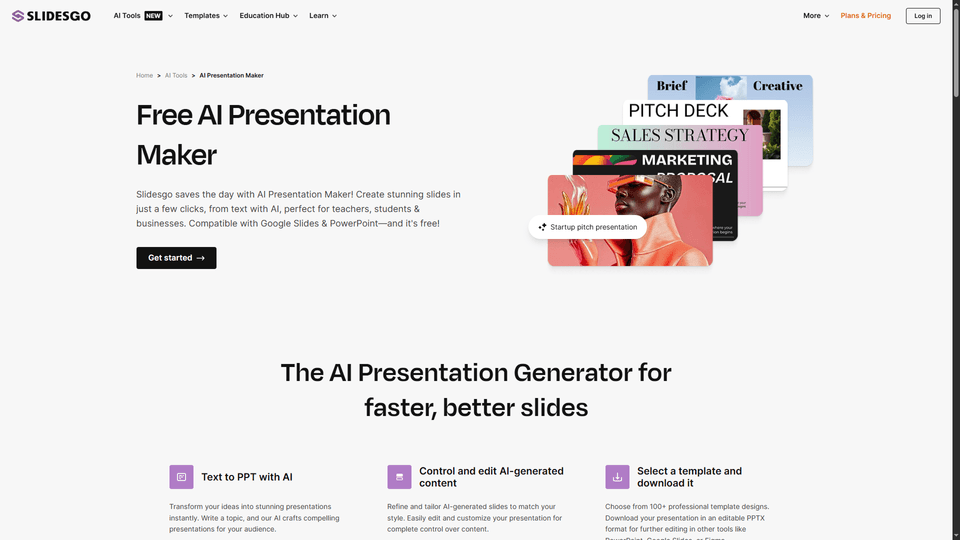 SlidesGo – AI-Powered Presentation Generator | B12