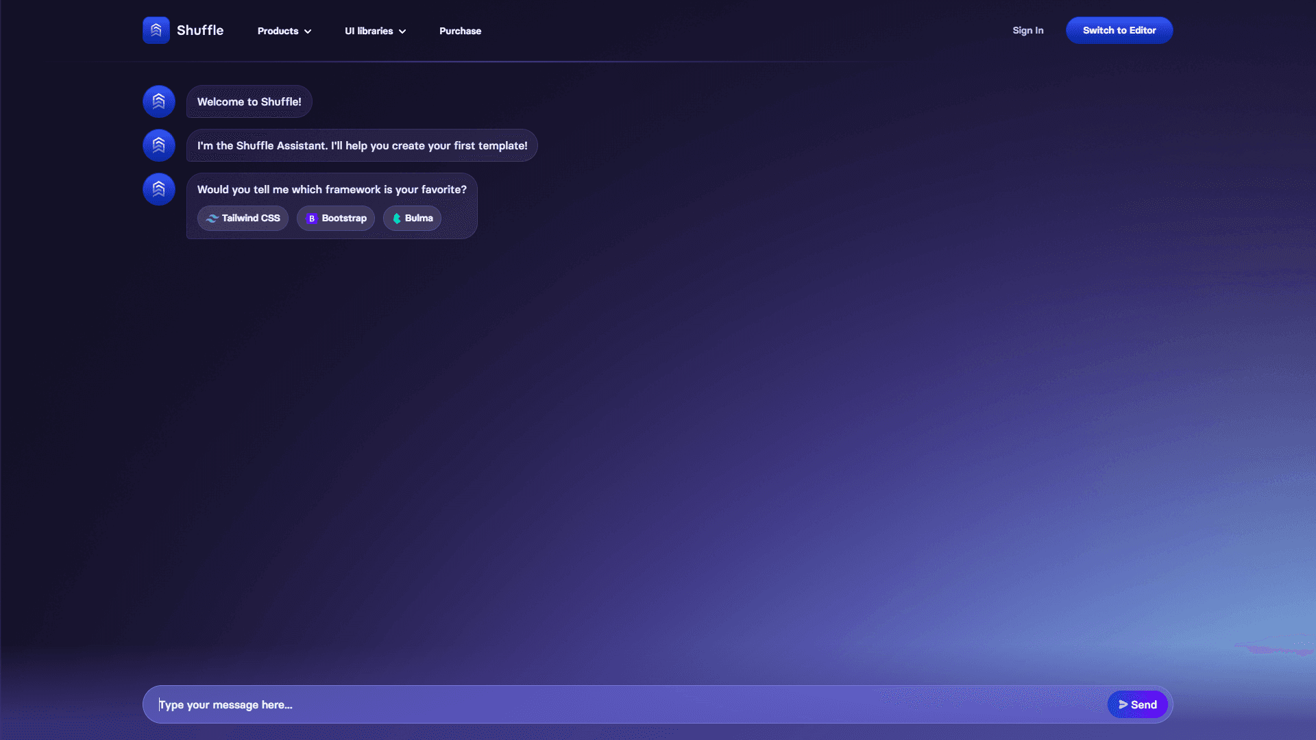 Shuffle – Chat-Based Template Builder for Developers