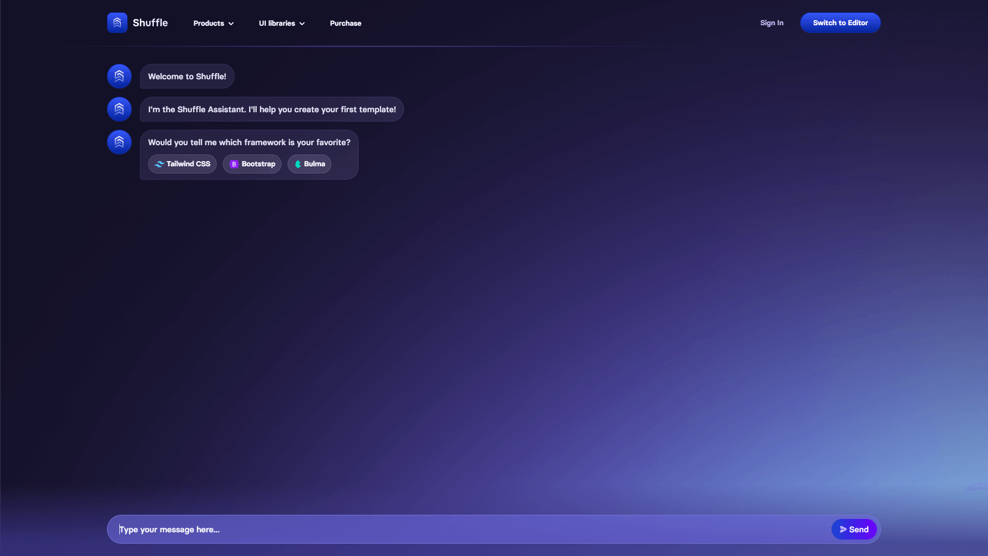 Shuffle – Chat-Based Template Builder for Developers