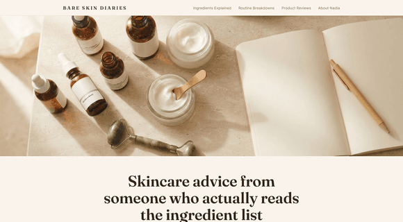 Beauty blog homepage