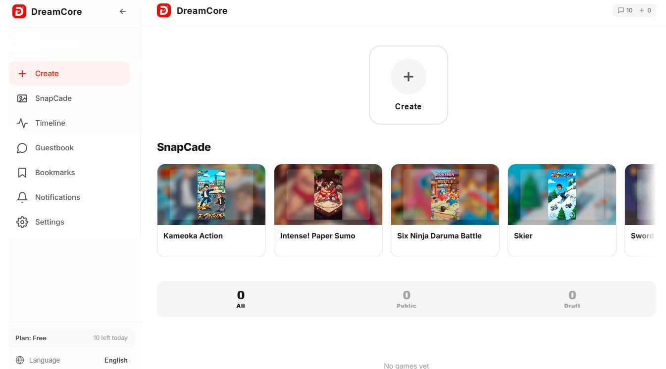 DreamCore - AI Game Engine for Building Games From Simple Prompts