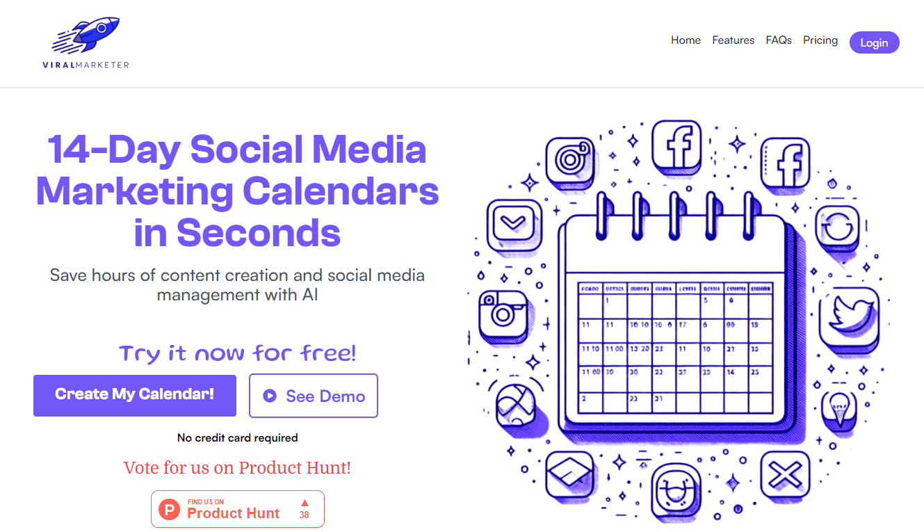 ViralMarketer - Create 14-Day Social Media Calendars in Seconds