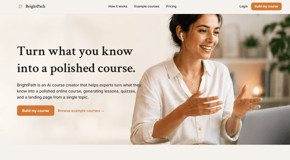 AI course creator website homepage