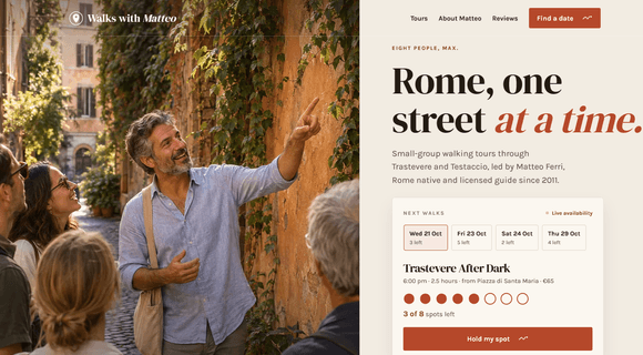 Tour guide website template homepage