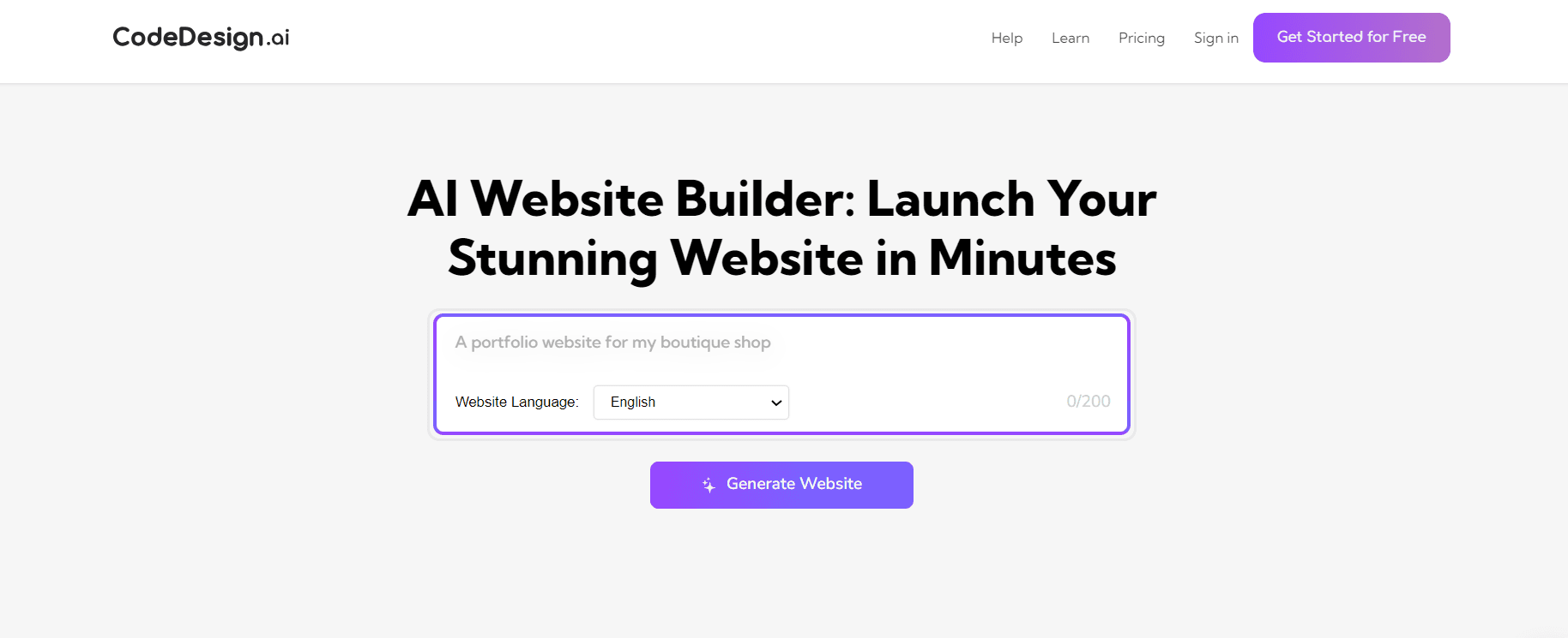 CodeDesign AI Website Builder - Generate & Host a Site in Minutes