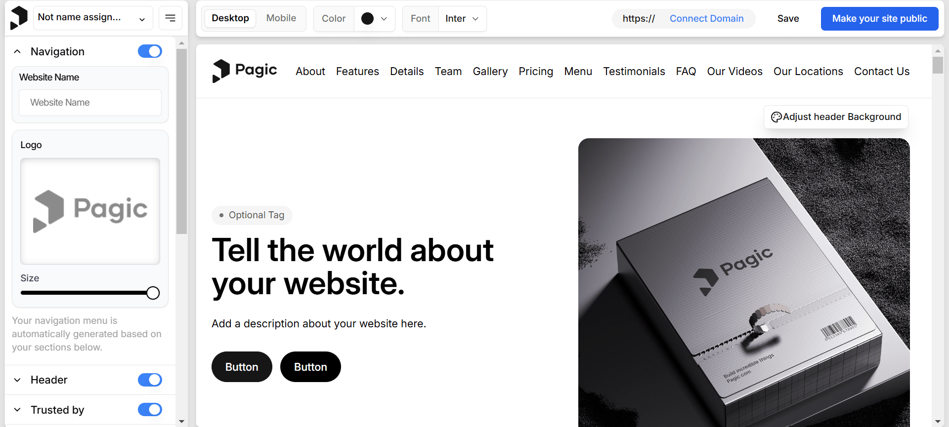 Pagic - Create a Website Using a Form