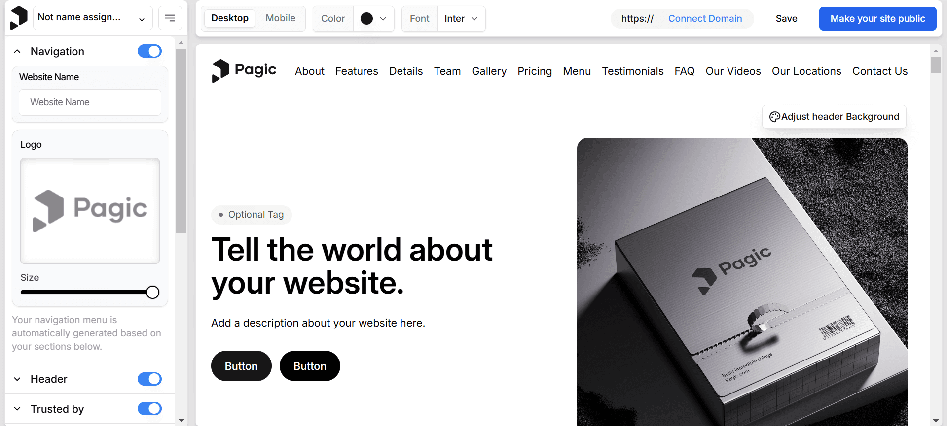 Pagic - Create a Website Using a Form