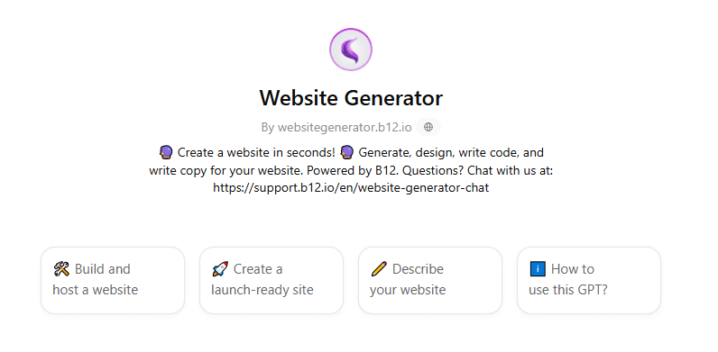 B12 Website Generator - Custom GPT for Effortless Website Creation